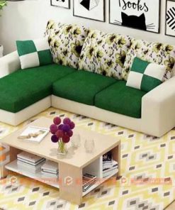 sofa góc xanh rêu mới - sf10009