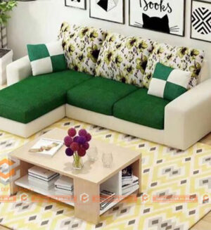 sofa góc xanh rêu mới - sf10009