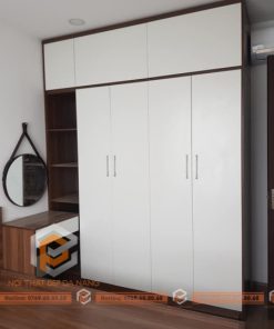 tủ quần áo gỗ phủ trắng cao cấp