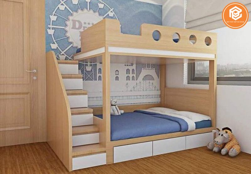 Giường tầng gỗ công nghiệp cho phòng ngủ hiện đại