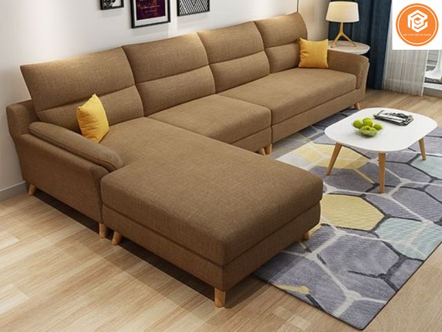 Sofa bộ phòng khách chất liệu da màu nâu