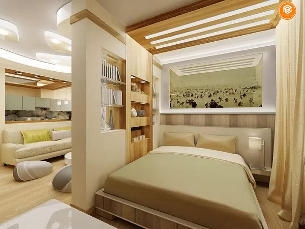 Phòng ngủ tiện lợi và riêng tư nhờ vách ngăn gỗ đẹp