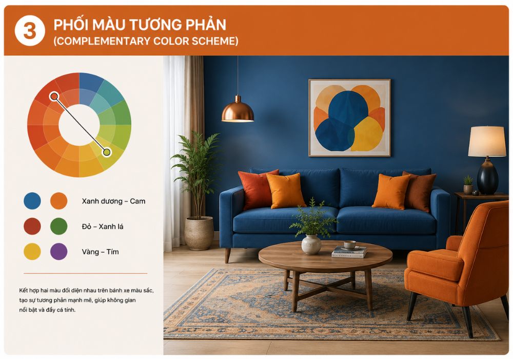 Nguyên tắc phối màu thiết kế nội thất